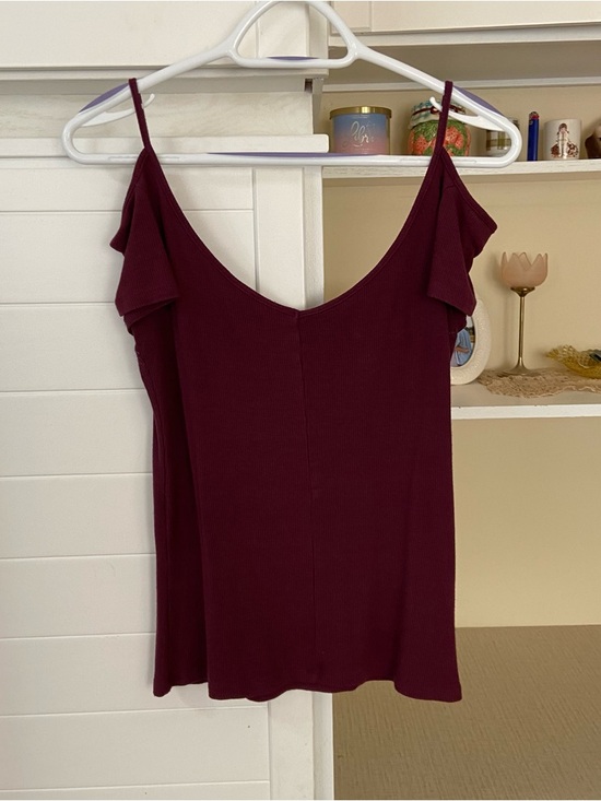 Deep Purple Cold-Shoulder Ribbed Top - Picture 4 of 4